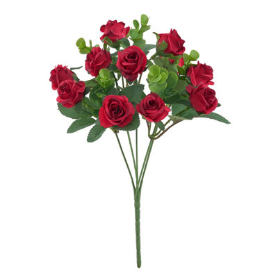 Kbndieu Fake Artificial Flowers for Home Decor Fake Mini Rose Silk Faux Flowers Fake Roses Silk Flowers Arrangements Decor Resistants No Fade Fake Plants for Home Living Room Dining Decor