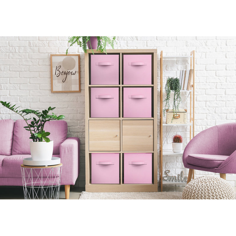 13" Large Foldable Storage Cubes with Handles 1 Piece, Pastel Pink