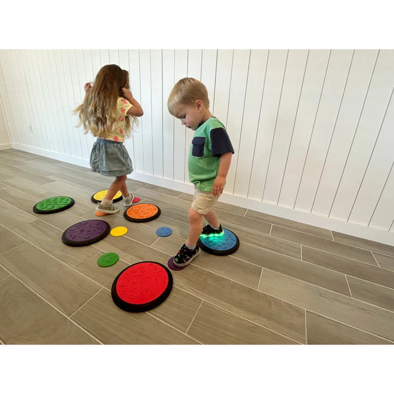 Jeu de tuiles sensorielles Kore Design - ensemble de 6 grandes et 6 petites couleurs assorties, pastel, Rose / Beige / Blanc