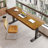 Brown + Black Rectangular Hight adjustable Solid Wood + Steel desk-108230070