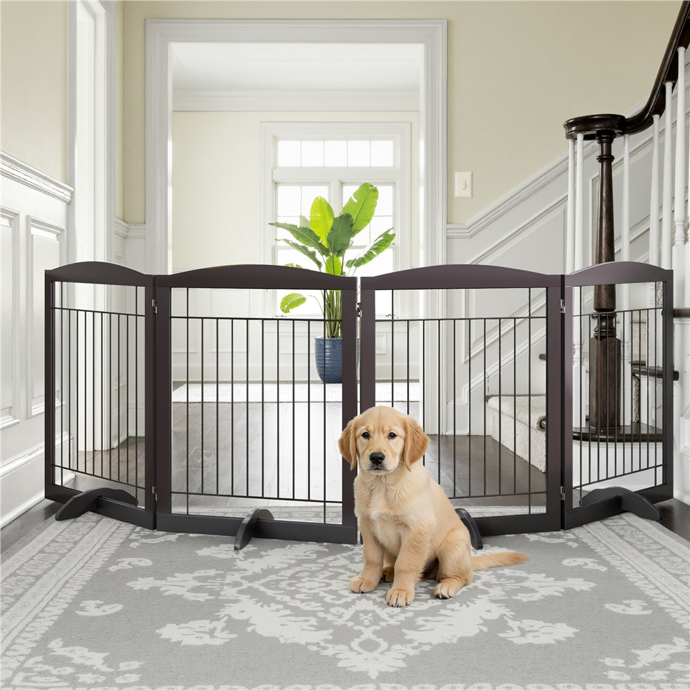 31.5 Inch Height Pet Gate With Wood And Wire, 4-Panel Tucker Murphy Pet™ Finish: Espresso