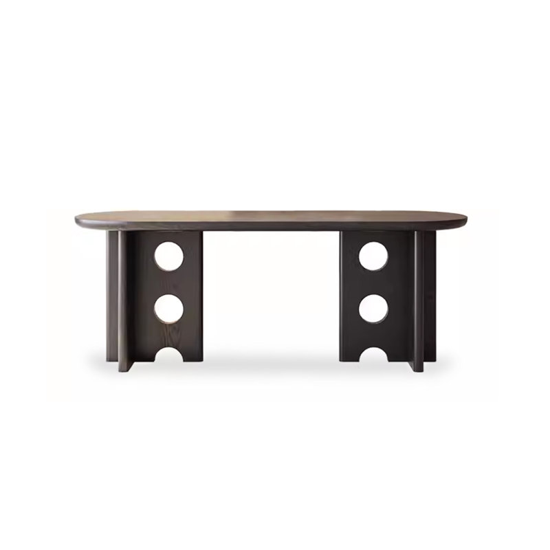 Table de salle à manger Chic Chic: pieds découpés en bois et plateau spacieux, Noir, H 29,53 po x L 70,87 po x l 31,50 po