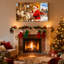Père Noël de Noël avec renne dans un atelier, ensemble de 3 impressions sur toile-125858908