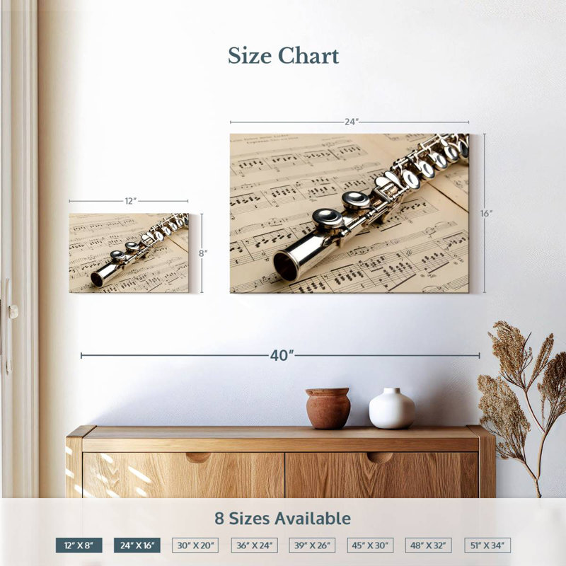 Abarca Sheet Music Flute, 16" H x 24" W