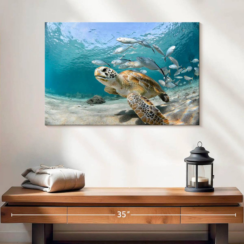 Fish School And Turtle, 16" H x 24" W