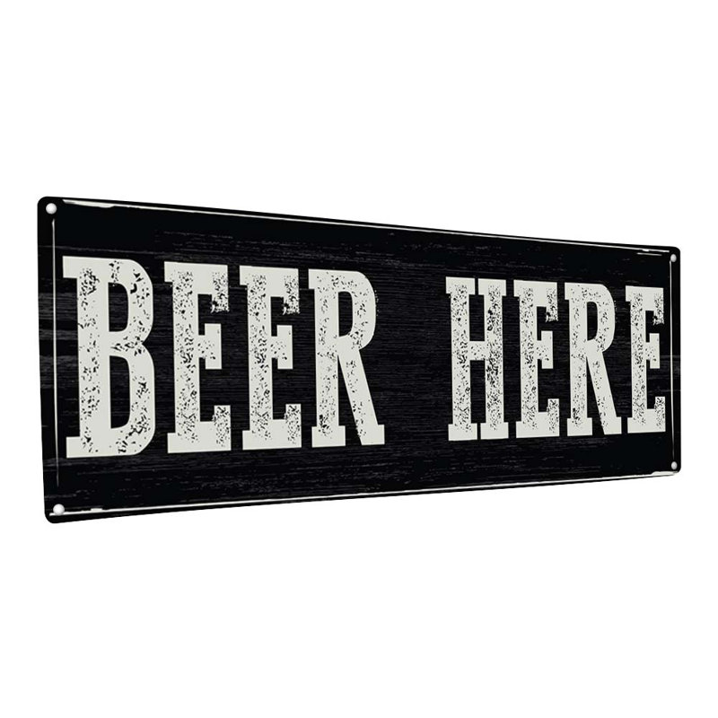 Décoration murale bière ici, H 5,75 po x l 15,5 po x P 0,04 po