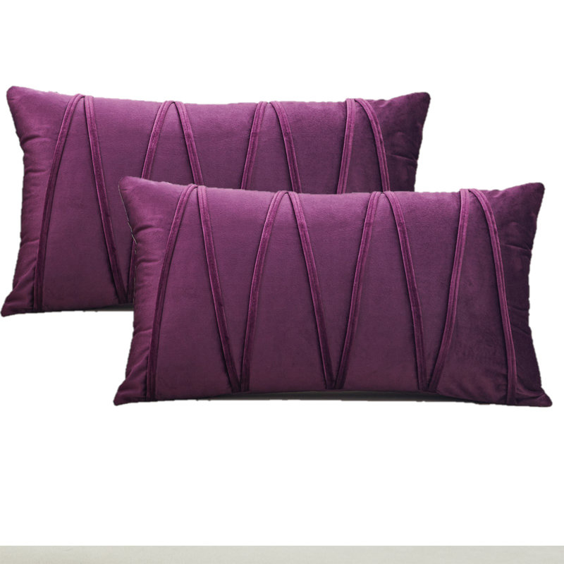 Velvet Chevron Lines Chevron Velvet Pillow Cover, Purple