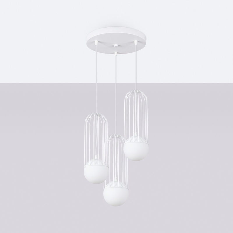 Bonine 3 - Light Stainless Steel Pendant, White