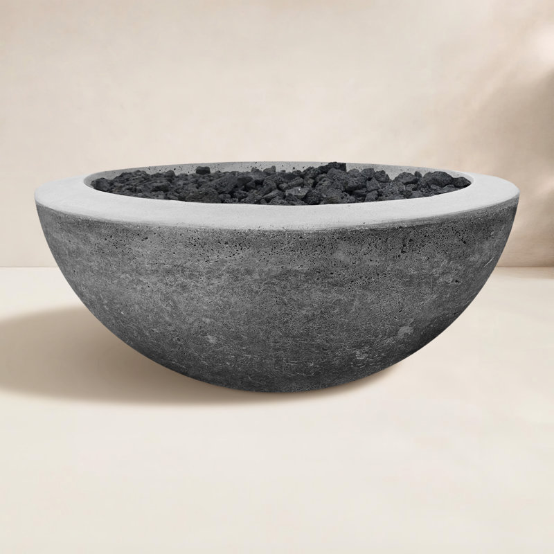 Round Concrete Smokeless Fire Pit, Natural Gas, 18" H x 30" W x 30" D