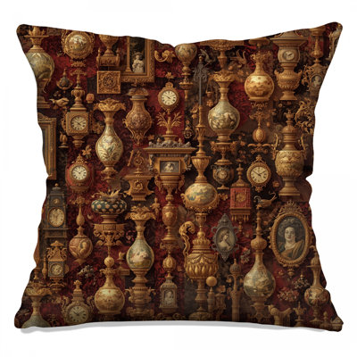Vintage Ornate Clocks And Frames Double Sided Throw Pillows