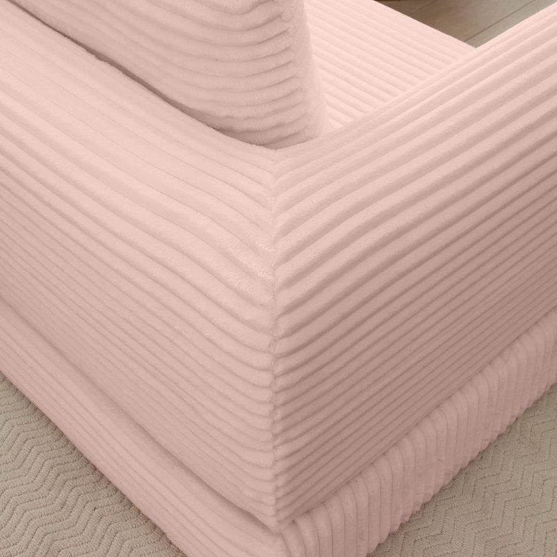 Canapé-lit rembourré 82 po avec 2 coussins en velours côtelé rembourré Corduroy - aucun assemblage requis, Rose
