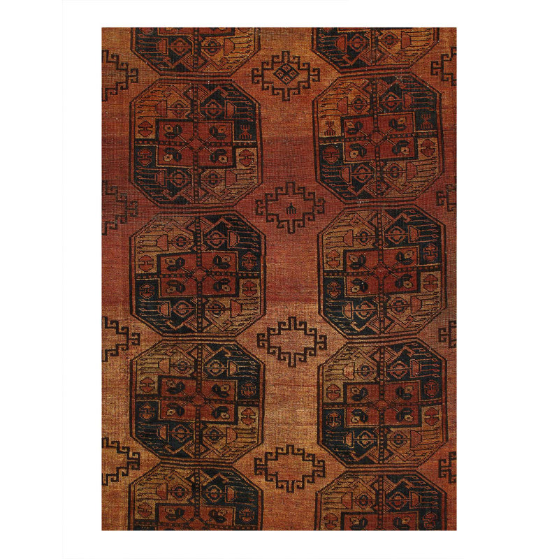 Antique Afghan Beshir Rug 9'2"X 15.9"