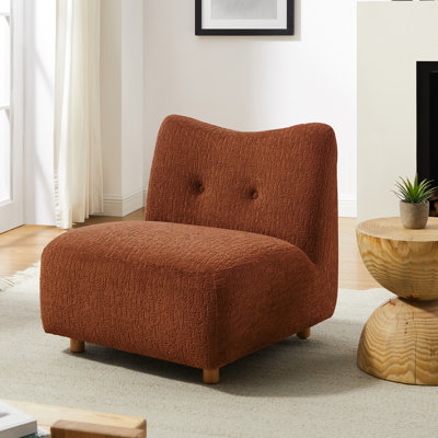 Jacquard Velvet Upholstered Tufted Armless Accent Slipper Chair