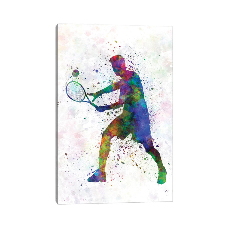 Tennis Player In Silhouette I by Paul Rommer - Wrapped Canvas Painting, 66.04 cm H x 45.72 cm W x 1.91 cm D