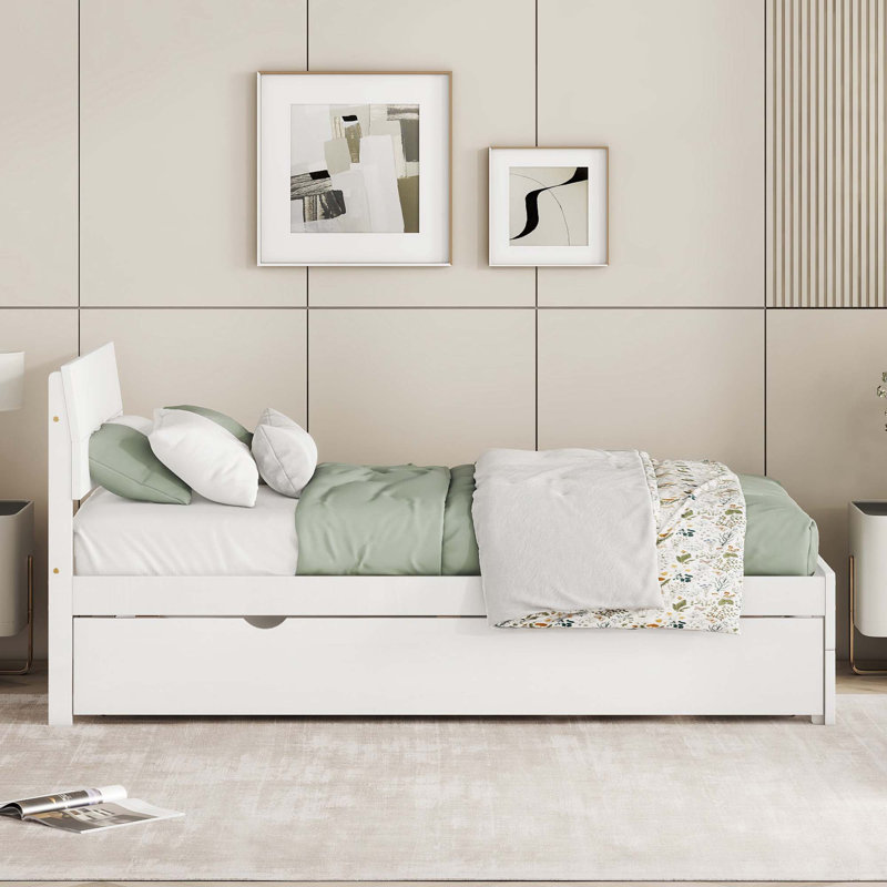 Cadre de lit simple avec lit gigogne simple, Blanc