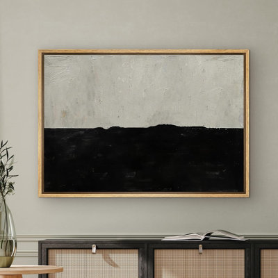Minimal Landscape Green Black Pastel Contemporary Minimalist Pictures Framed Canvas Print Wall Art
