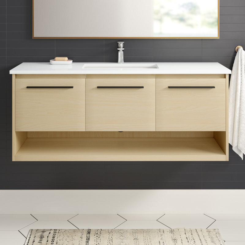 Roman 48'' Single Bathroom Vanity with Engineered Marble Top, Concrete Gray