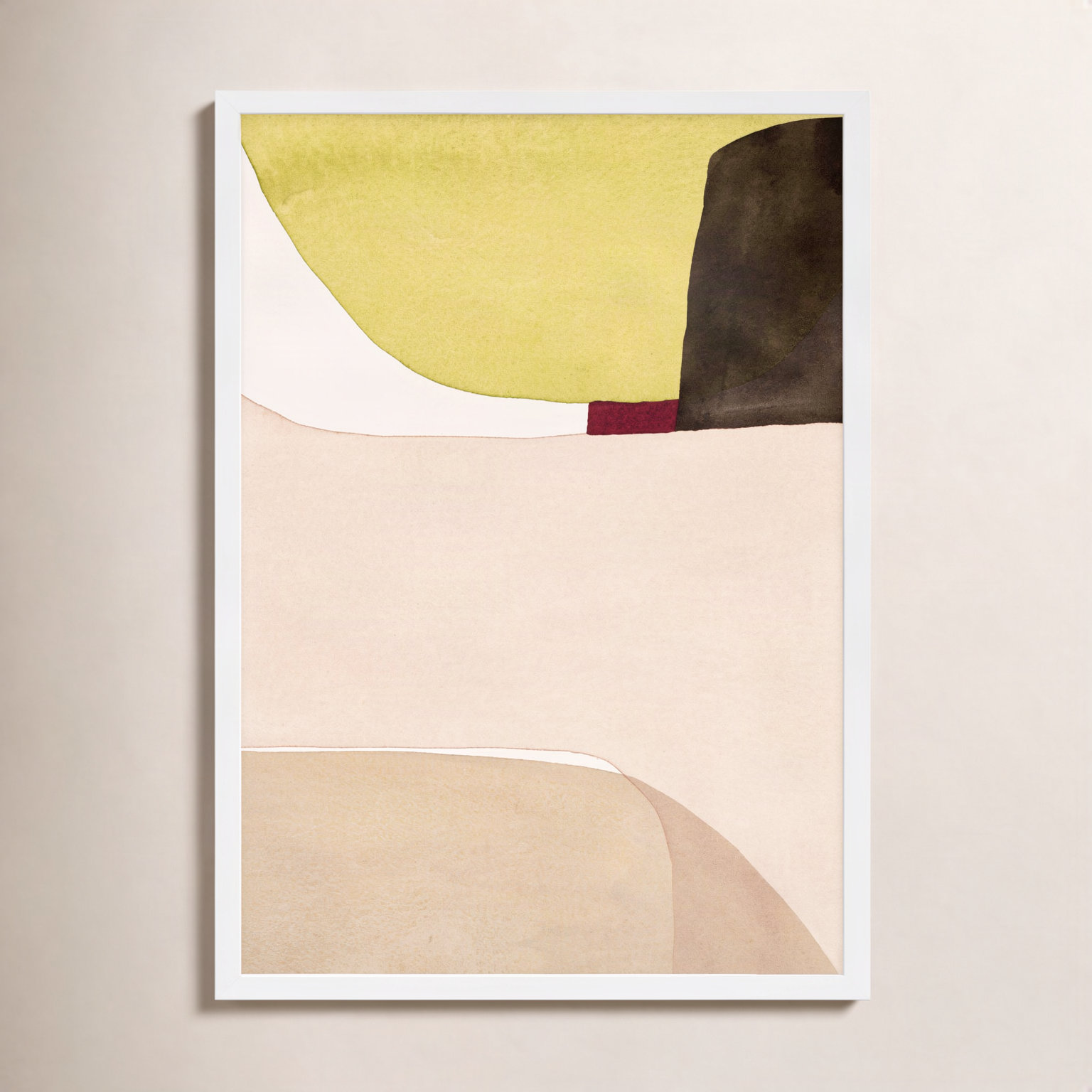 Divided "It Is All Neutral" Print by Julia Balfour, 25" H x 17.5" W x 1.25" D, White Picture Framed Paper