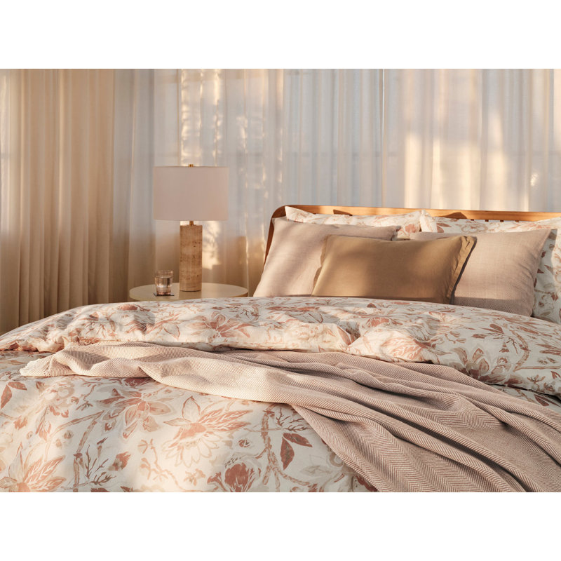 Sea Bloom Print Duvet Cover Full/Queen Natural W/Sage, Natural w/Praline, King Duvet Cover