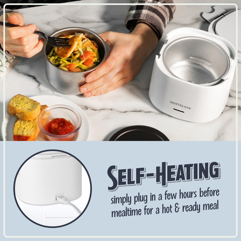 Nostalgia 20 Oz. Portable Heated Lunch Box, White