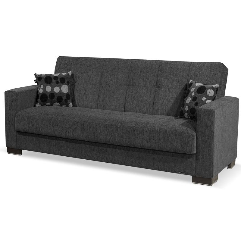 Annalice 88 in. Fabric Upholstered 3-Seater Twin 3-in-1 Sleeper Sofa Bed with Storage, Chenille Dark Gray