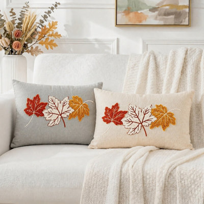 20 x 12 Inch Embroidery Maple Leaf Fall Thanksgiving Pillow Covers