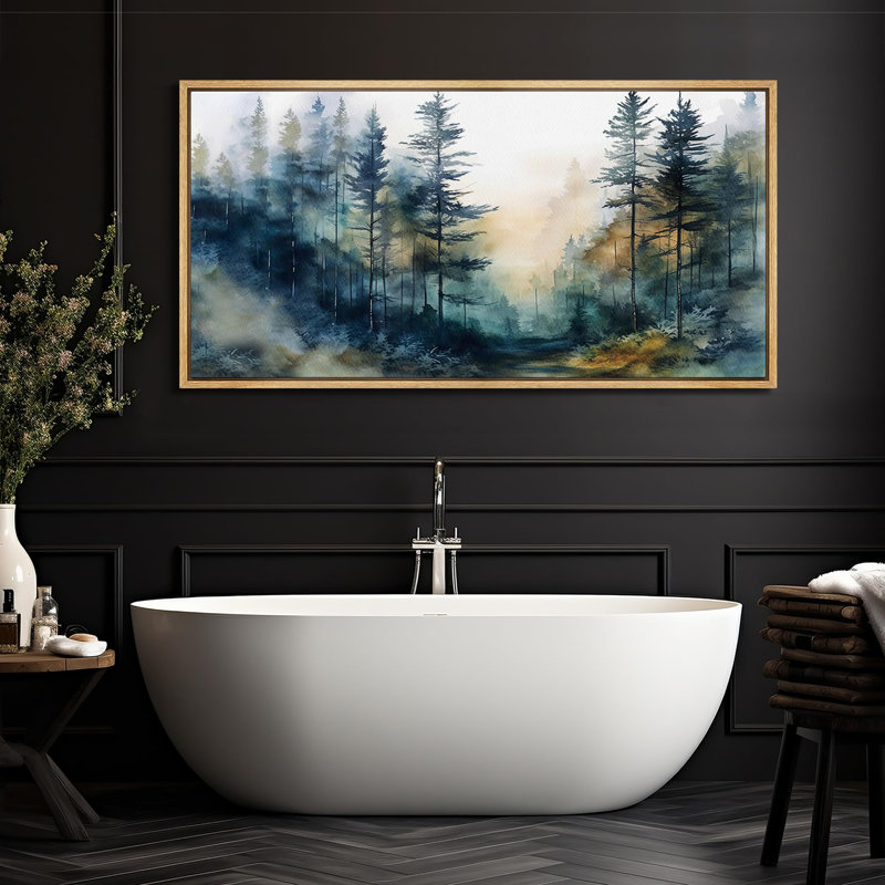 Woodland Forest Landscape " Mystical Forest Path Watercolor Landscape Retro Hanging Painting Extra Large Artwork Pictures "
