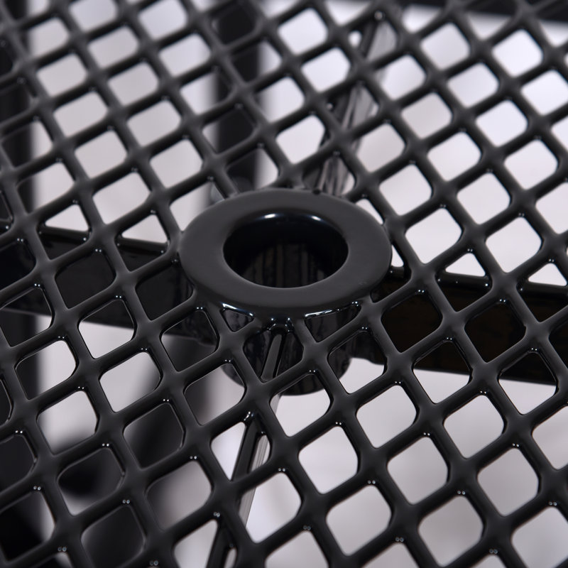 Table de pique-nique extérieure en acier 82,9 po x 82,9 po x 28,9 po noir - structure en acier robuste