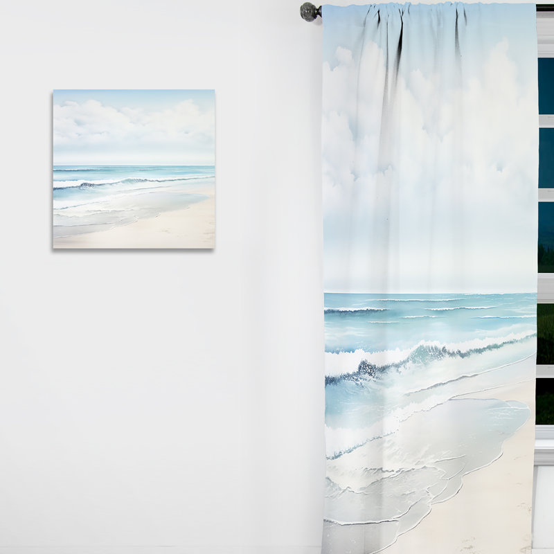 Beach Photo Tranquil Waters II - Coastal Beach Curtain - Blackout Curtain - 1 Panels, 52" W x 95" L