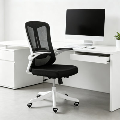 Chaise de bureau, chaise de bureau ergonomique et confortable avec capacité de 350 lb, chaise de jeu à haut dossier avec roulettes, chaise d'ordinateur en filet, soutien lombaire, appui-tête réglable, accoudoir rabattable