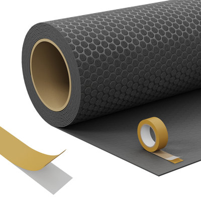 7.5 x 17 FT Garage Floor Mat Roll - Thickened Coin Plate PVC Floor Protector with Double-Sided Tape, Waterproof Parking Mat for Cars, SUVs & Warehouses