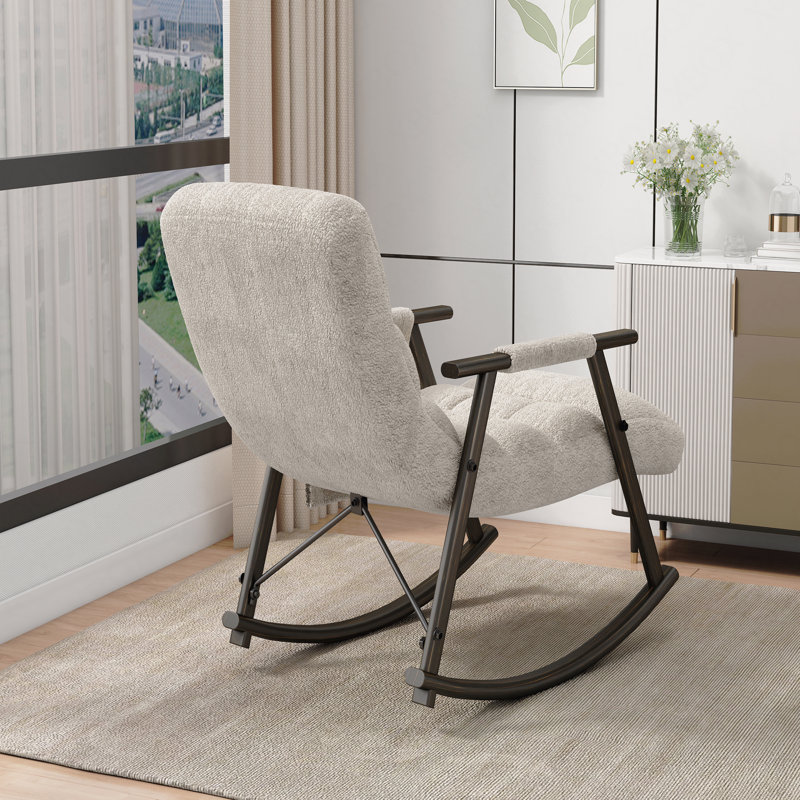 Chaise berçante pliante rembourrée décontractée - dossier / repose-pieds réglable, poches latérales, multi-scène