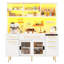 White Tall Cabinet with LED Lighting, with Perforated Wall, Drawer & Glass Shelves, Sideboard for Kitchen and Living Room-124939986