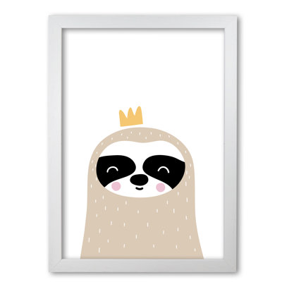 Scandi Sloth With Crown - Print
