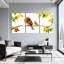 Birds Birds Perched On Branch With Leaves And Berries Set of 3 Canvas Wall Art Prints-703088329