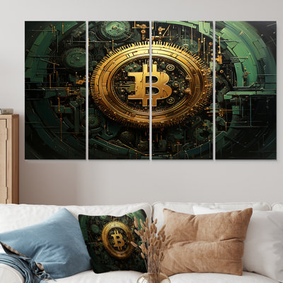 «Gold Impressionistic Crypto Bitcoin - Fashion Bitcoin», ensemble de 4 pièces d'art mural