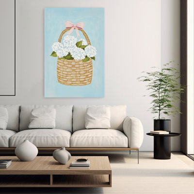 Art mural contemporain abstrait hortensia