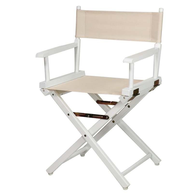18" Folding Director Chair, Natural/Wheat, White