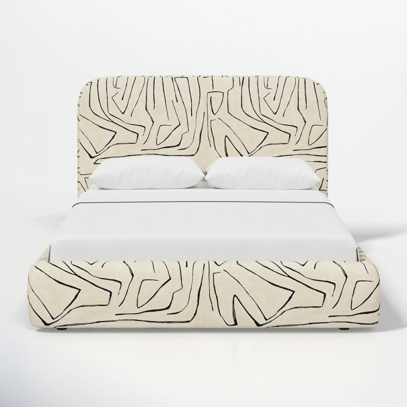 Upholstered Bed, Queen, Graffito Linen Onyx