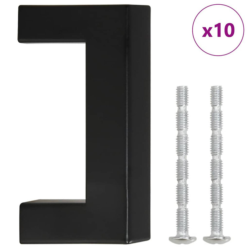 Metro Lane Cabinet Handles 10 Pcs Black 64 Mm Stainless Steel, 64mm, Black