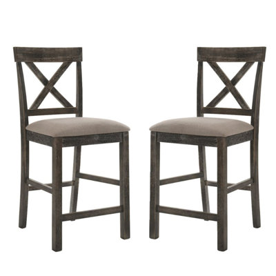 Set Of 2 Counter Height Chairs With Linen Padded Seat Only Chairs, Not Including Tables