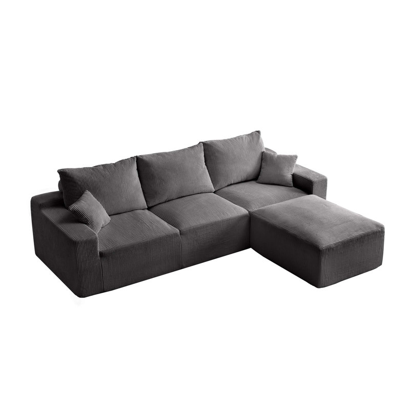 L-Shaped Sectional Sofa with Full-Compression Technology, No Assembly Required, Modular Design and Ultra-Soft Seats for Living Room Comfort