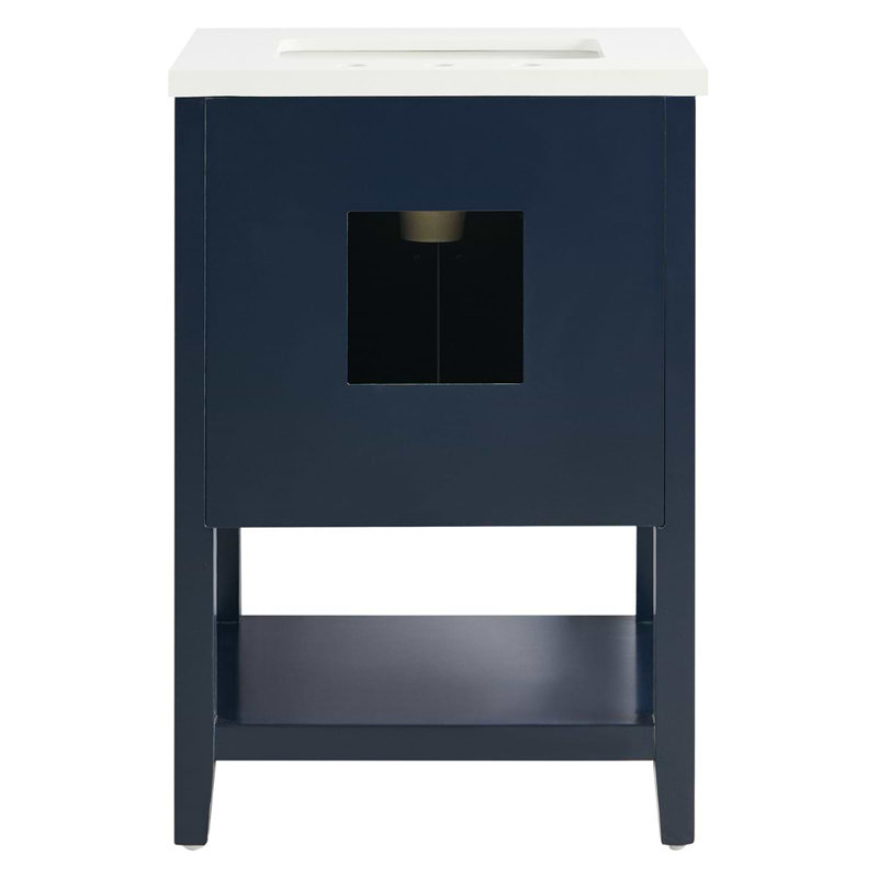 Sheraton 24" Freestanding Standard Single Bathroom Vanity with Top, Gold Zinc Alloy, Navy
