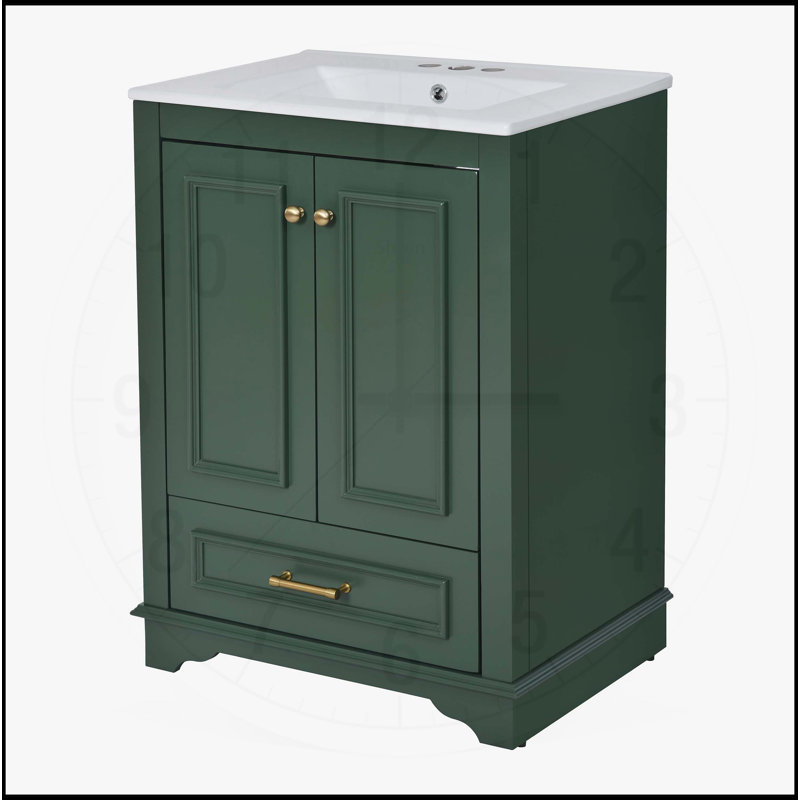 Ensemble de meuble-lavabo 24 po avec lavabo en céramique, Vert