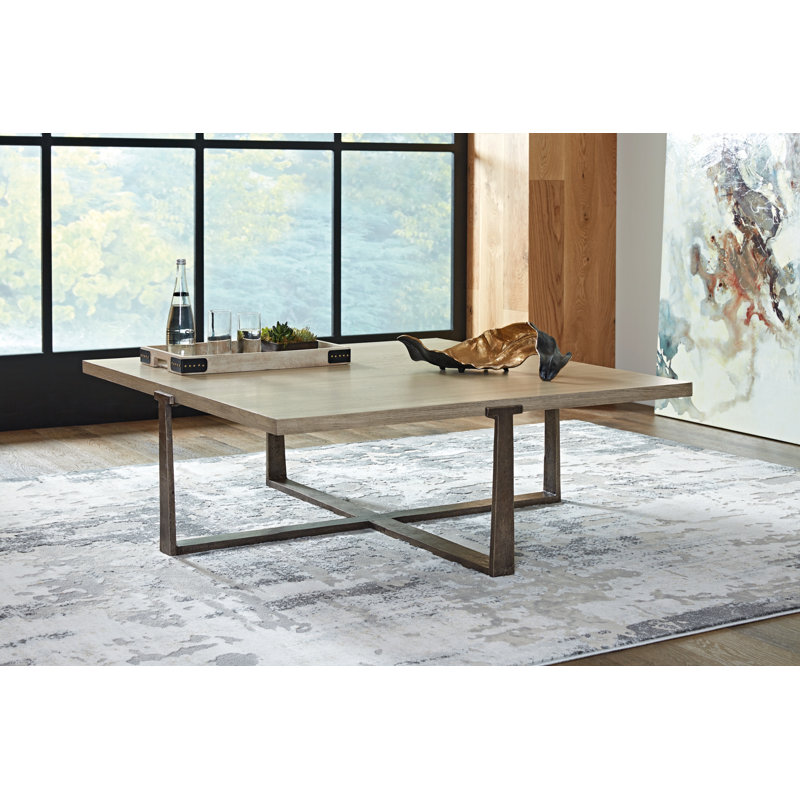 Dalenville Rectangular Black and Gray Wood Metal Coffee Table
