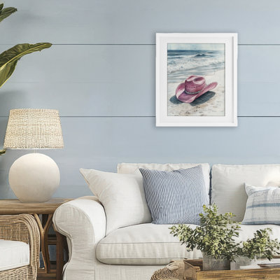 Cowgirl Hat on Beach Framed Print Under Glass, design by Heidi Kuntz