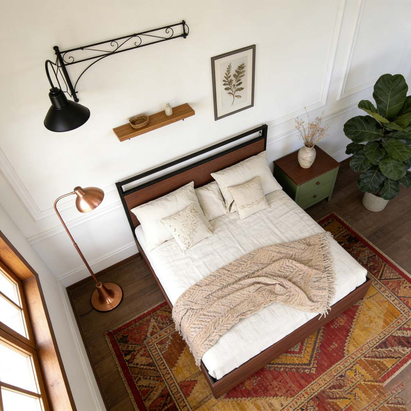 Queen Bed Frame, Queen , Black,Red+Brown