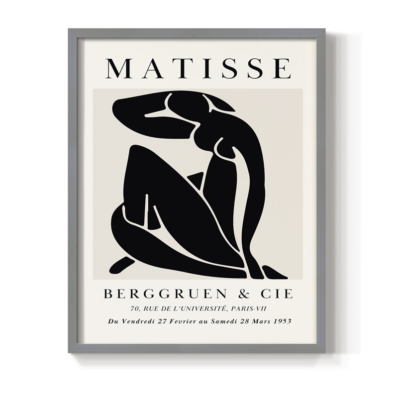 Matisse CDXC, reproduction d'art encadrée - bois massif, Gris, H 11 po x l 9 po