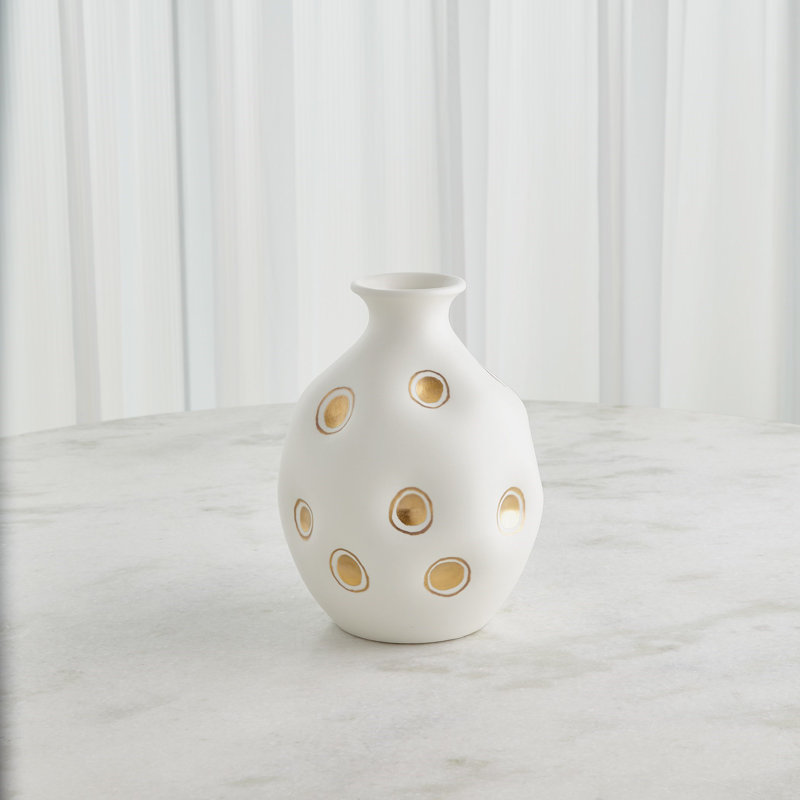 Vase de table Dimples, Blanc / Doré