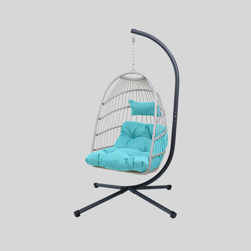 Fauteuil suspendu d'extérieur avec support, Bleu